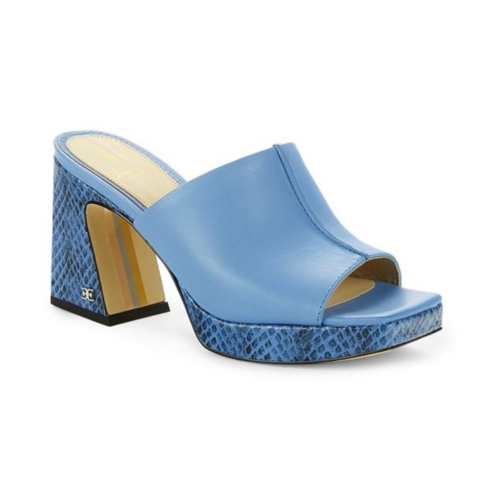 Sam Edelman Blue Snakeskin Mules